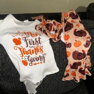 Thanksgiving Baby Outfit with Turkey Print